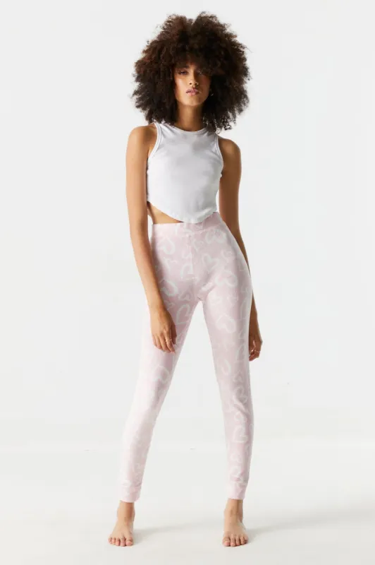 Heart Print Velour Pajama Leggings sold by Charlotte Russe