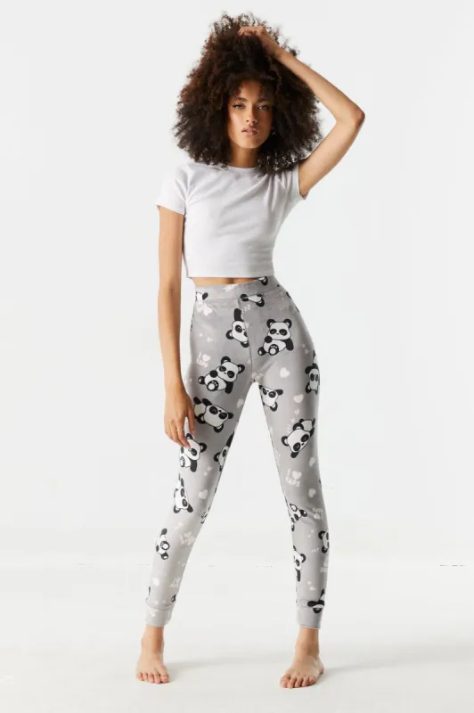 Panda Print Velour Pajama Leggings sold by Charlotte Russe