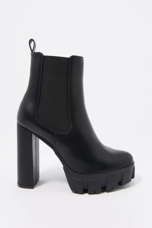 High Heel Platform Lug Sole Gore Boot sold by Charlotte Russe
