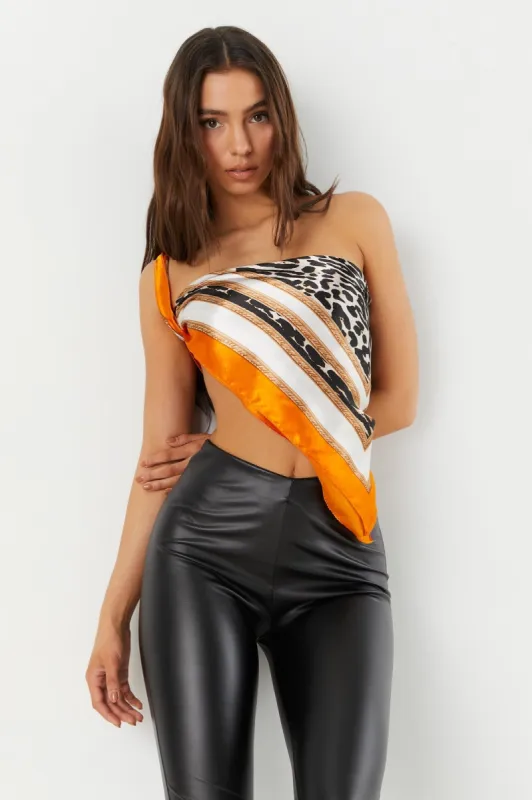 Orange Leopard Border Print Multiway Scarf sold by Charlotte Russe