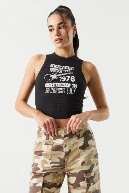 Ribbed Festival Graphic Skimmer Tank sold by Charlotte Russe