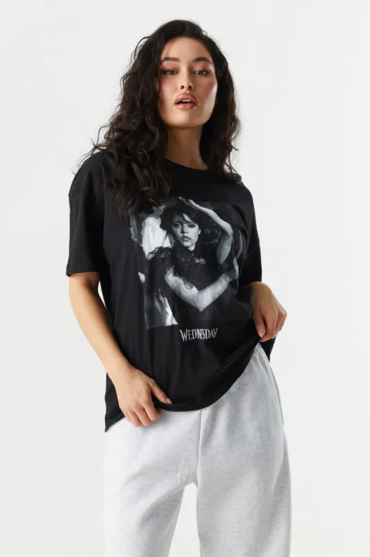Wednesday Addams Graphic Boyfriend T-Shirt sold by Charlotte Russe
