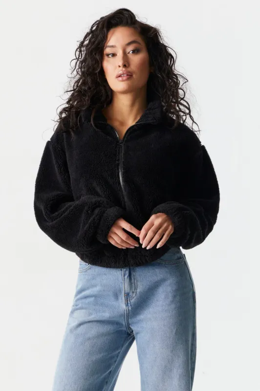 Zip-Up Plush Bomber Jacket sold by Charlotte Russe