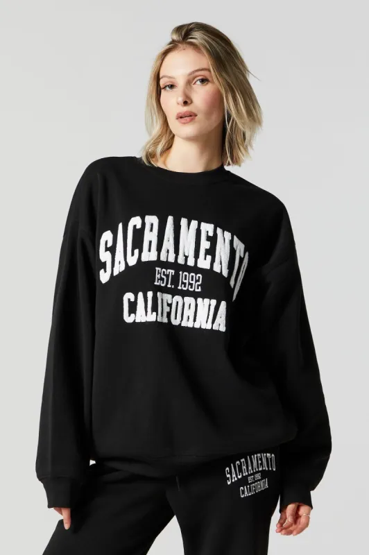 Chenille Embroidered Sacramento Fleece Sweatshirt sold by Charlotte Russe