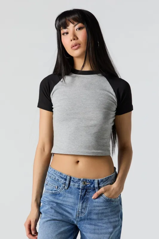 Raglan Cropped T-Shirt sold by Charlotte Russe