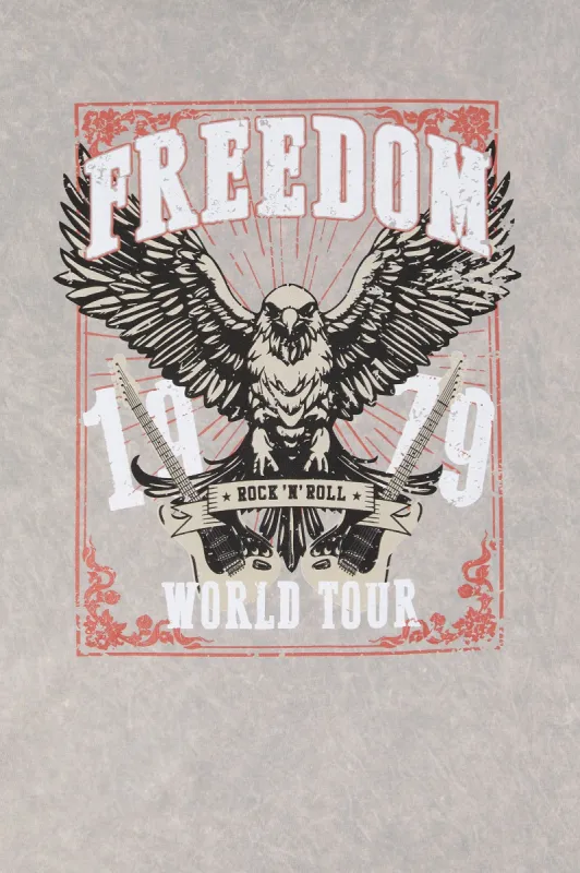Freedom Graphic Washed Boyfriend T-Shirt sold by Charlotte Russe