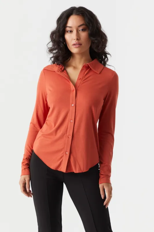 Button-Up Long Sleeve Shirt sold by Charlotte Russe