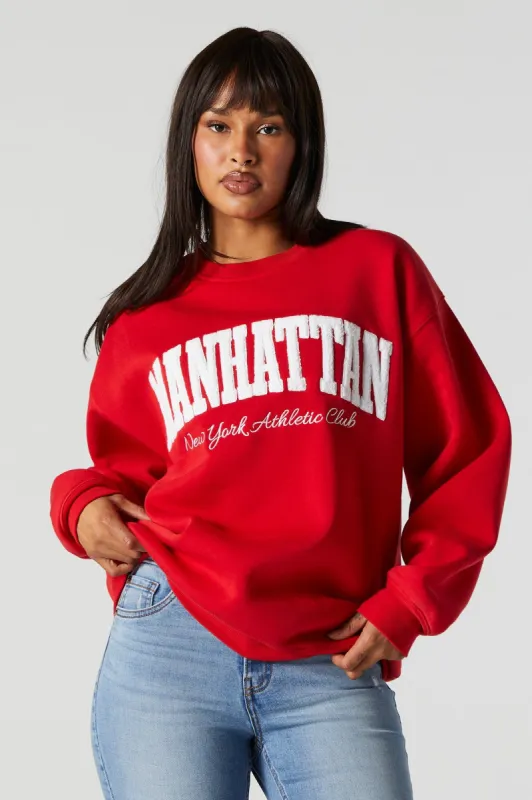 Chenille Embroidered Manhattan Fleece Sweatshirt sold by Charlotte Russe