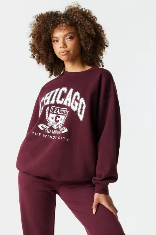 Chicago Graphic Boyfriend Sweatshirt sold by Charlotte Russe