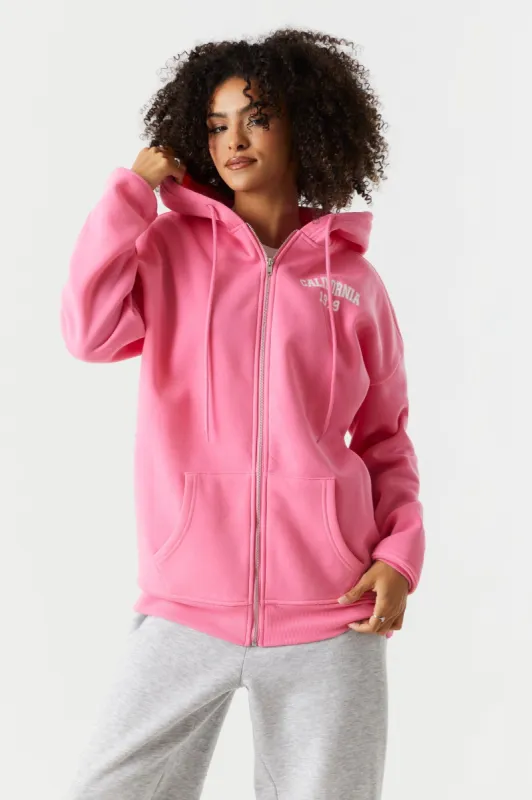 California Graphic Oversized Fleece Zip Hoodie sold by Charlotte Russe