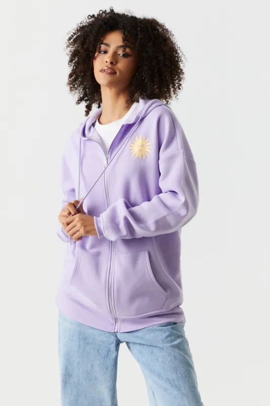 Cosmic Love Graphic Oversized Fleece Zip Hoodie sold by Charlotte Russe