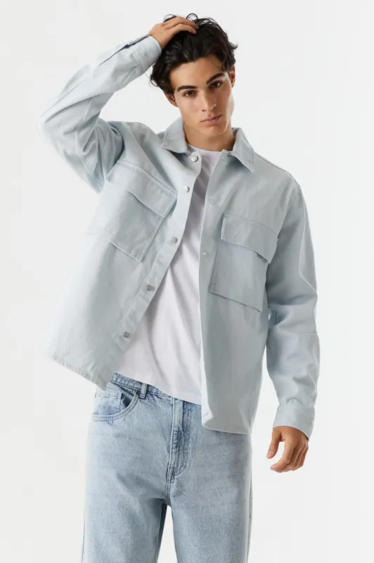 Flap Pocket Denim Shacket sold by Charlotte Russe