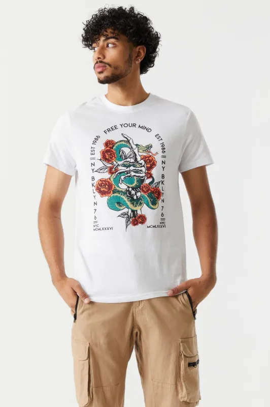Skeleton Hand Rose Graphic T-Shirt sold by Charlotte Russe