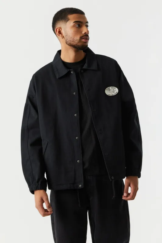 Embroidered Paradise Patch Coach Jacket sold by Charlotte Russe