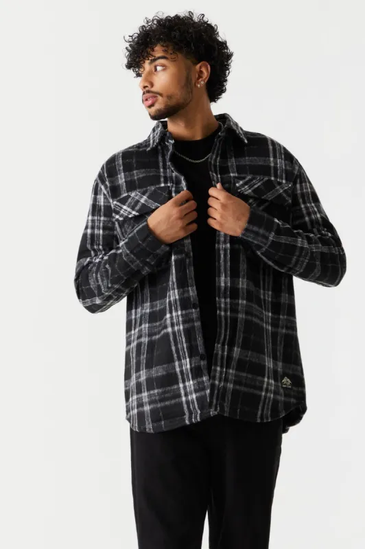 Black Plaid Shacket sold by Charlotte Russe