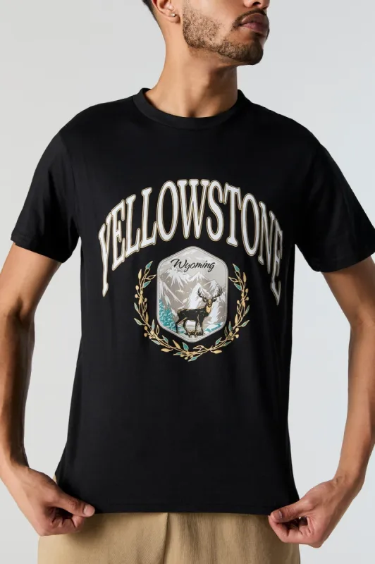 Black Yellowstone Graphic T-Shirt sold by Charlotte Russe