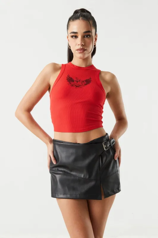Ribbed Rose Graphic Skimmer Tank sold by Charlotte Russe