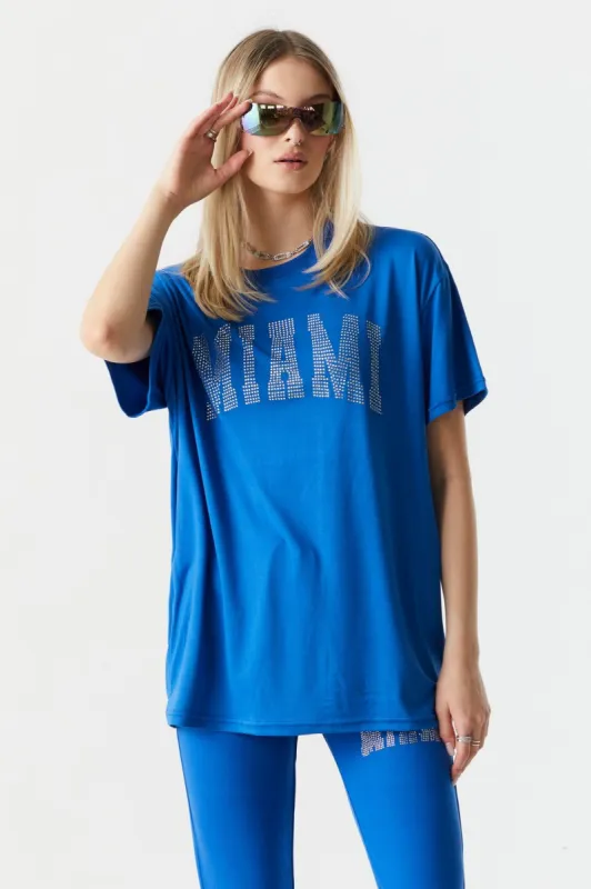 Soft Miami Rhinestone Decal Boyfriend T-Shirt sold by Charlotte Russe