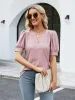Eyelet Notched Short Sleeve Blouse sold by Charming Charlie