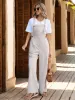 Tied Wide Leg Overalls with Pockets sold by Charming Charlie