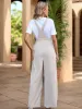 Tied Wide Leg Overalls with Pockets sold by Charming Charlie