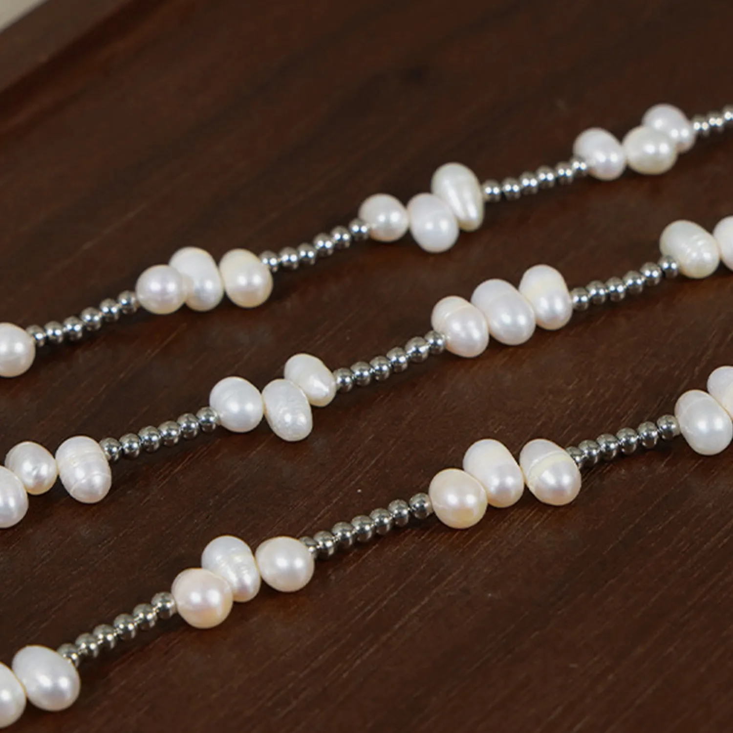 Freshwater Pearl Titanium Steel Bead Necklace sold by Charming Charlie product image thumbnail 3