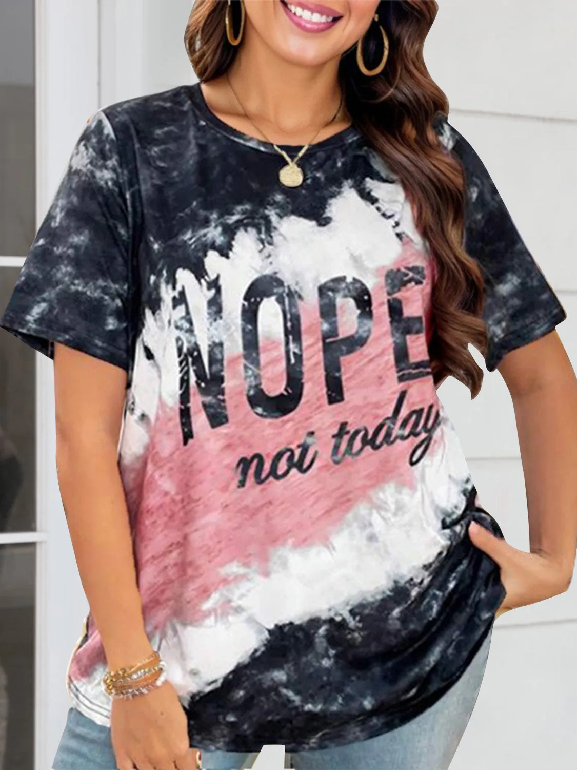 NOPE NOT TODAY Round Neck Short Sleeve T-Shirt sold by Charming Charlie product image thumbnail 4