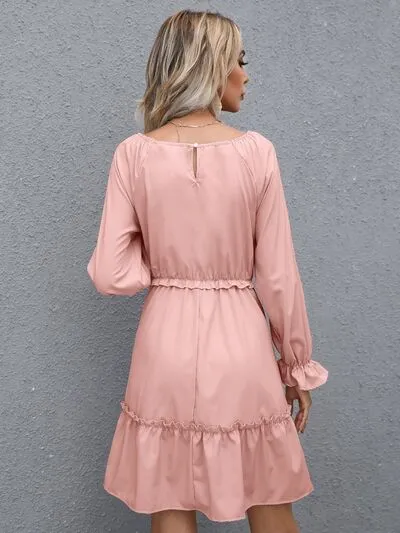 Frill V-Neck Flounce Sleeve Ruffle Hem Dress sold by Charming Charlie product image thumbnail 5