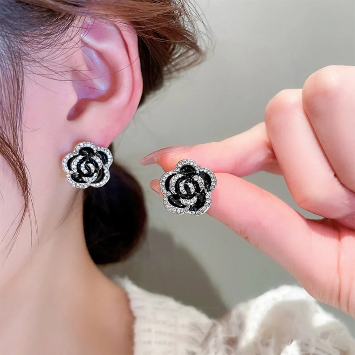 Copper Rhinestone Flower Earrings sold by Charming Charlie product image thumbnail 2