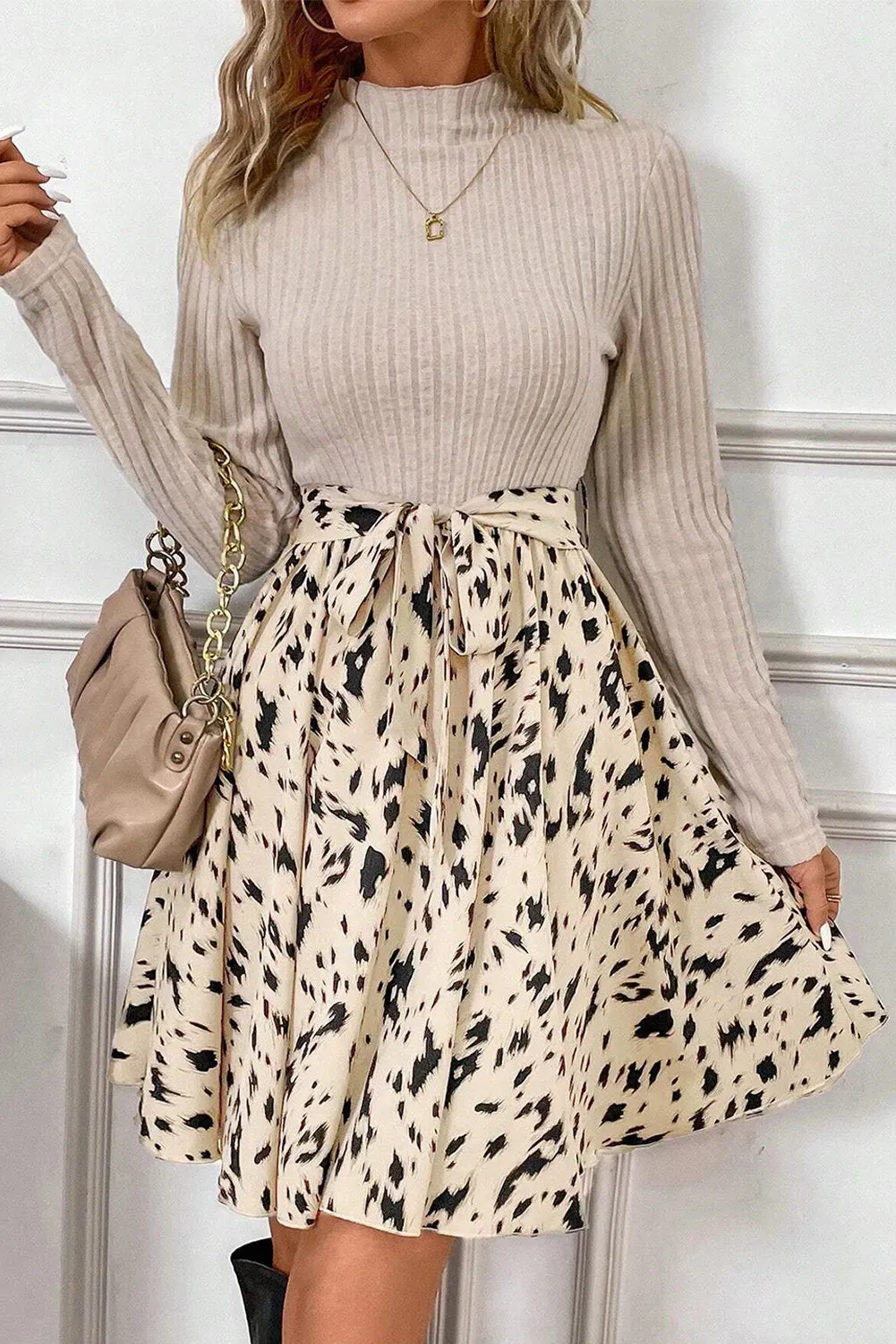 Tied Printed Mock Neck Long Sleeve Dress sold by Charming Charlie product image thumbnail 2