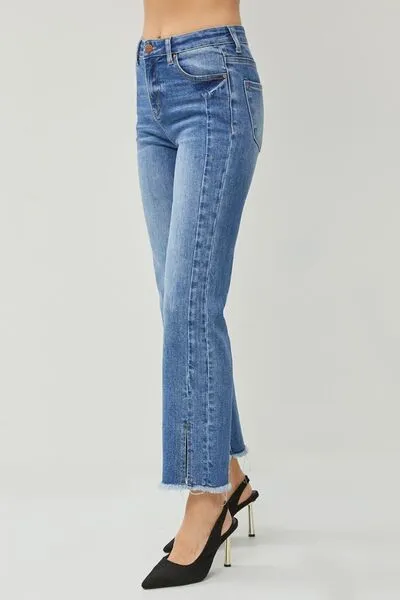 RISEN High Waist Raw Hem Slit Straight Jeans sold by Charming Charlie product image thumbnail 4
