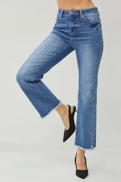 RISEN High Waist Raw Hem Slit Straight Jeans sold by Charming Charlie product image thumbnail 5