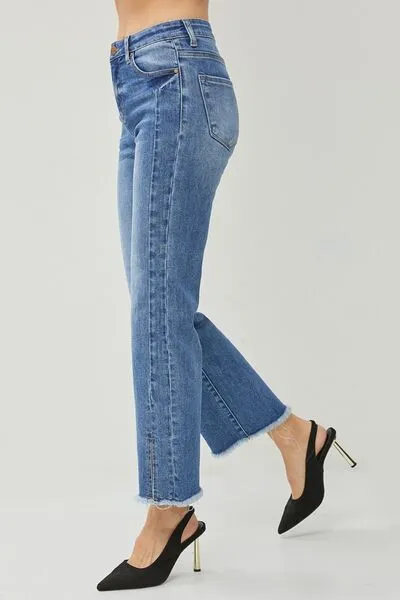 RISEN High Waist Raw Hem Slit Straight Jeans sold by Charming Charlie product image thumbnail 3