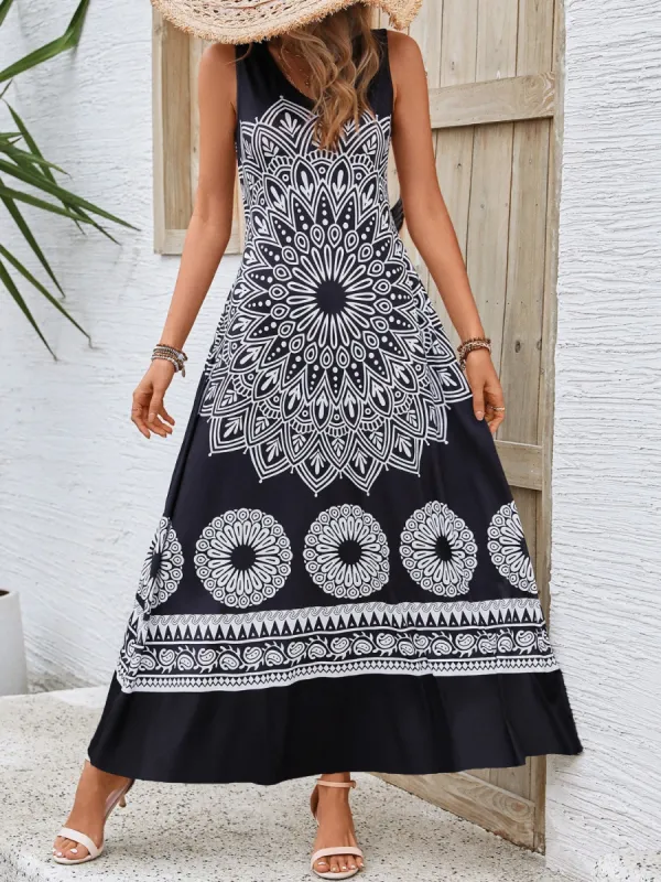 Printed Round Neck Sleeveless Dress sold by Charming Charlie