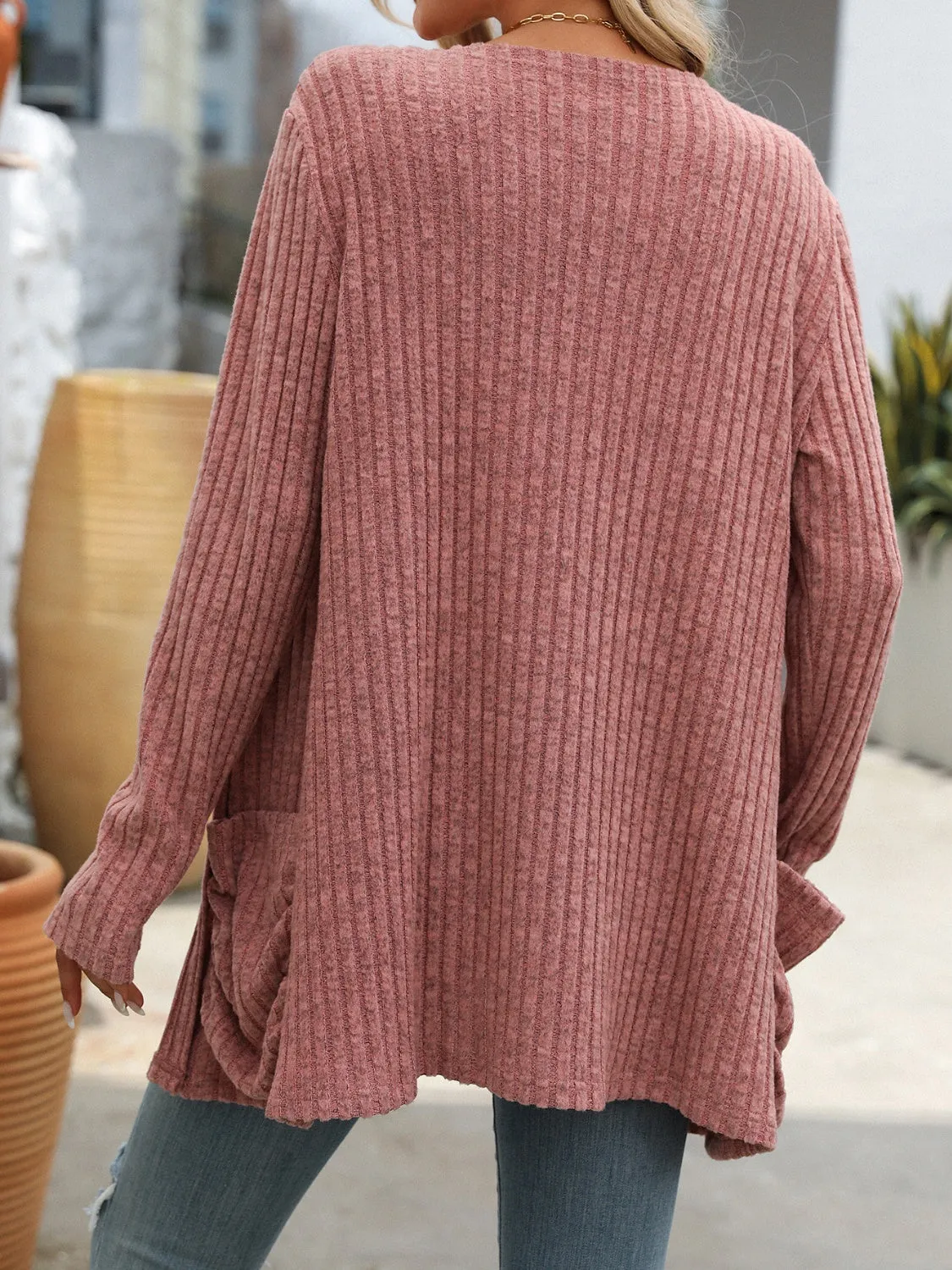 Open Front Long Sleeve Ribbed Cardigan sold by Charming Charlie product image thumbnail 2