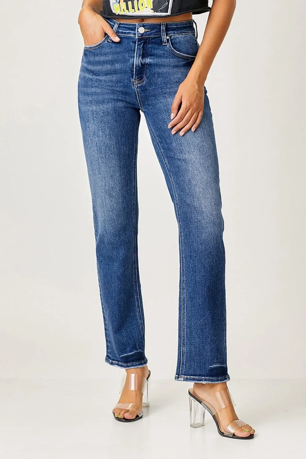 RISEN Mid Rise Slim Straight Jeans sold by Charming Charlie
