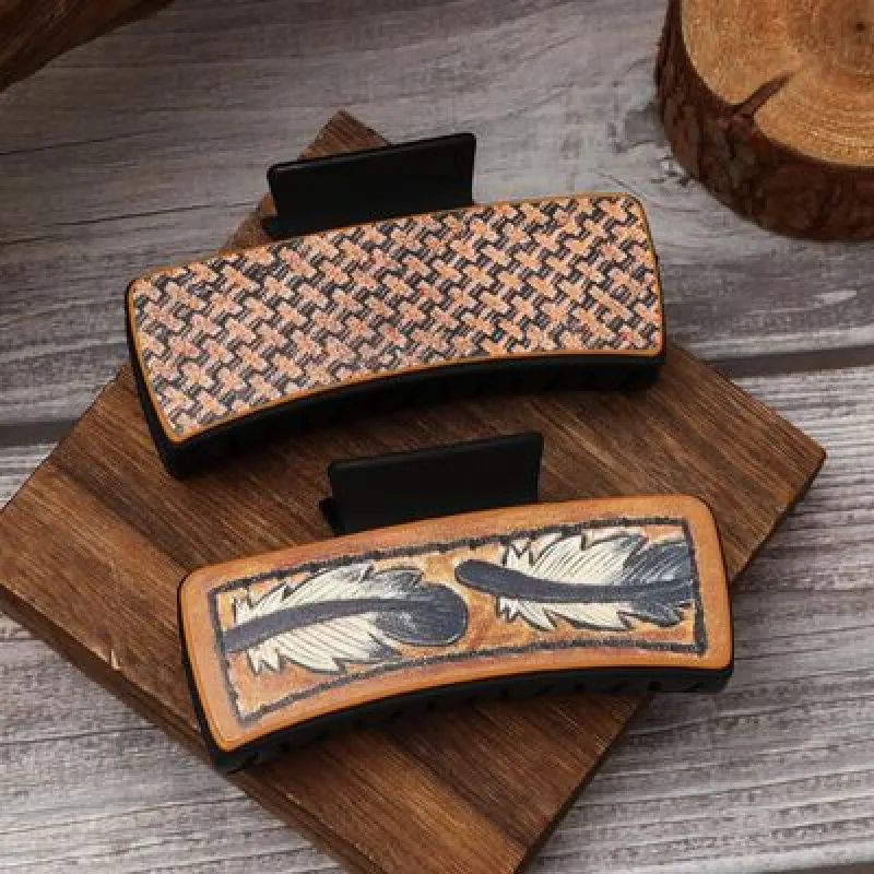 PU Leather Acrylic Claw Clip sold by Charming Charlie