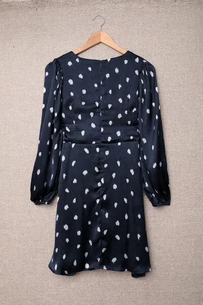 Tied Printed V-Neck Balloon Sleeve Dress sold by Charming Charlie product image thumbnail 3