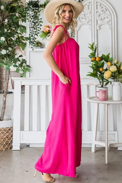 Veveret Pocketed Spaghetti Strap Wide Leg Jumpsuit sold by Charming Charlie product image thumbnail 5