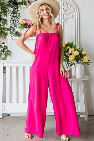 Veveret Pocketed Spaghetti Strap Wide Leg Jumpsuit sold by Charming Charlie product image thumbnail 3
