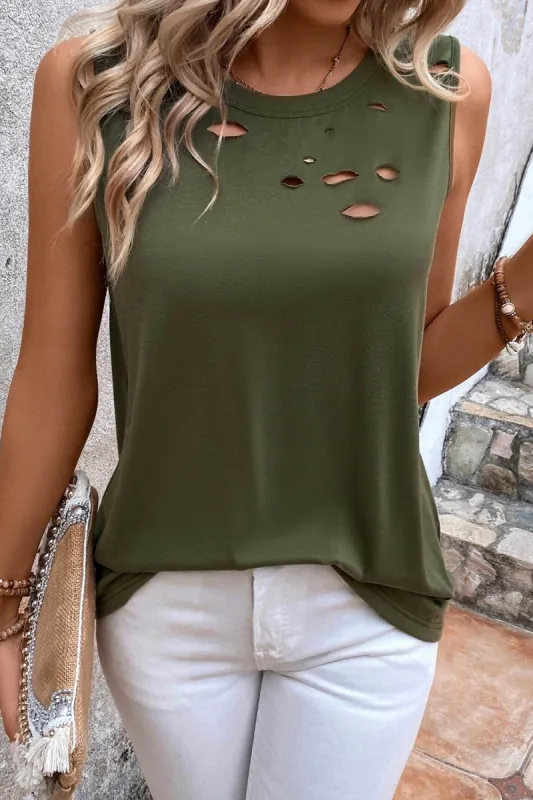 Cutout Round Neck Tank sold by Charming Charlie