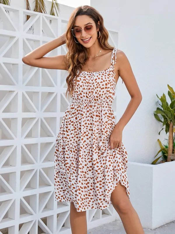 Printed Square Neck Tie Shoulder Dress sold by Charming Charlie
