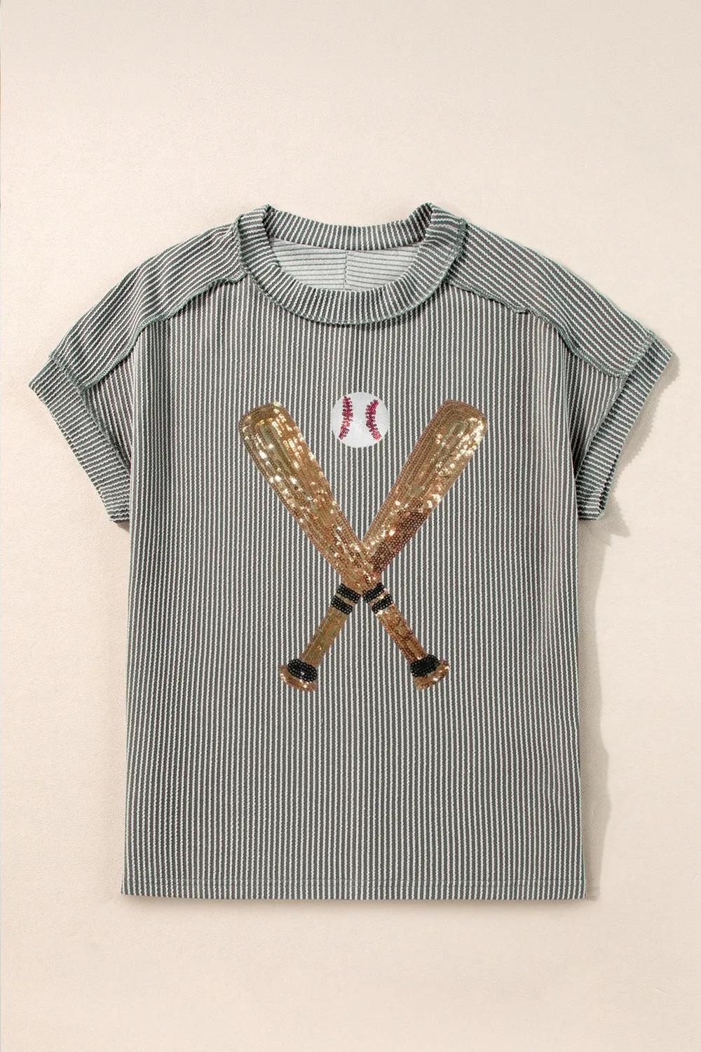 Sequin Baseball Round Neck Short Sleeve T-Shirt sold by Charming Charlie product image thumbnail 2