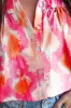Frill Contrast Print Collared Neck Half Sleeve Shirt sold by Charming Charlie