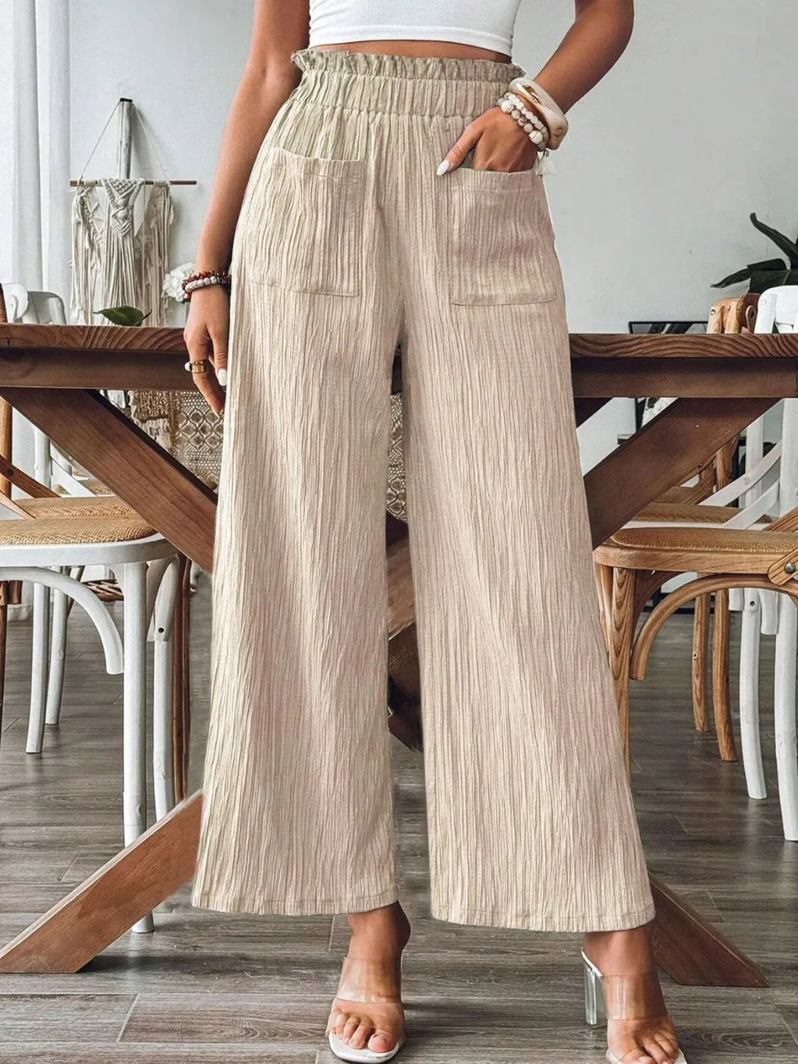 Pocketed Elastic Waist Wide Leg Pants sold by Charming Charlie product image thumbnail 5
