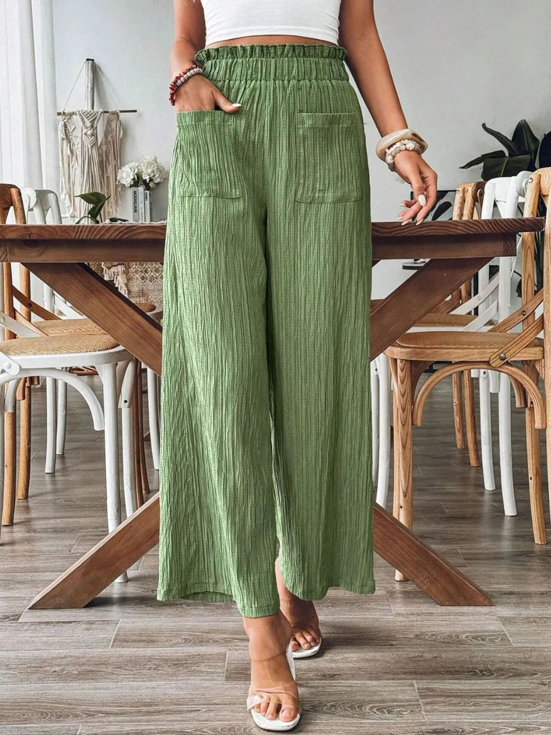 Pocketed Elastic Waist Wide Leg Pants sold by Charming Charlie product image thumbnail 3