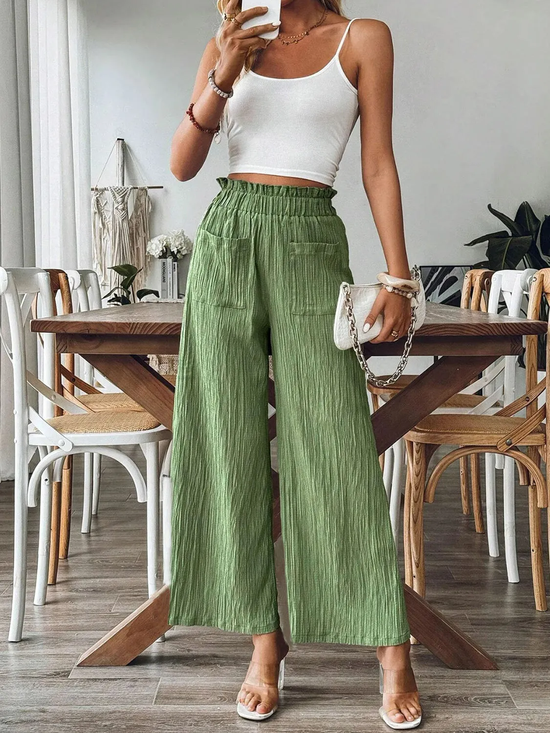 Pocketed Elastic Waist Wide Leg Pants sold by Charming Charlie product image thumbnail 4