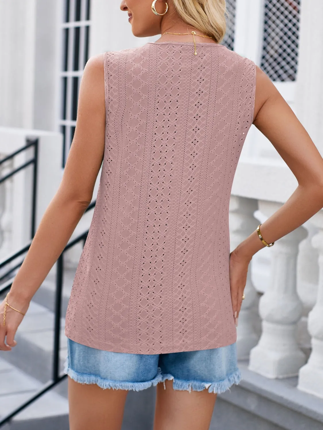 Eyelet V-Neck Tank sold by Charming Charlie product image thumbnail 2