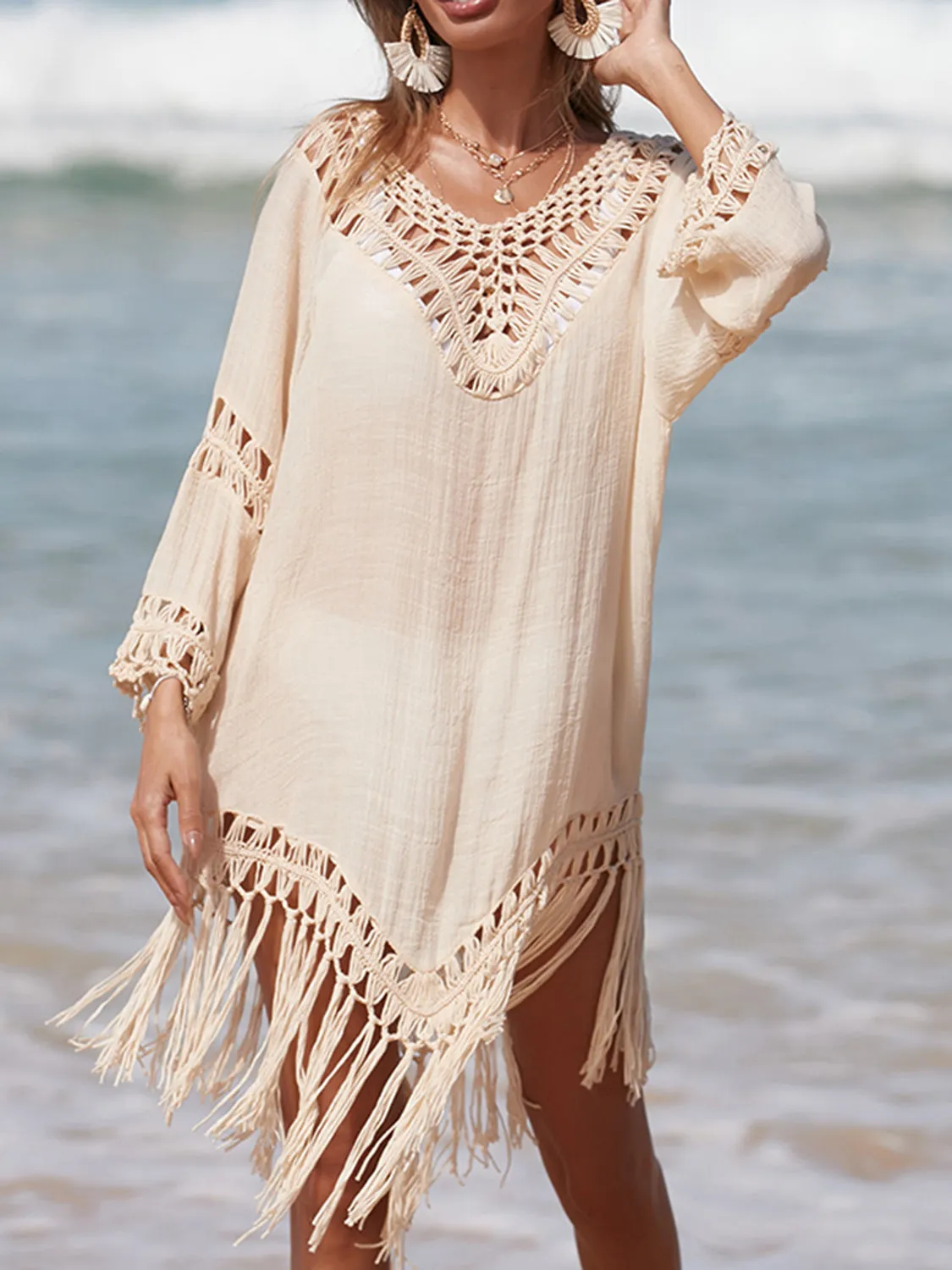 Cutout Fringe Scoop Neck Cover-Up sold by Charming Charlie product image thumbnail 3
