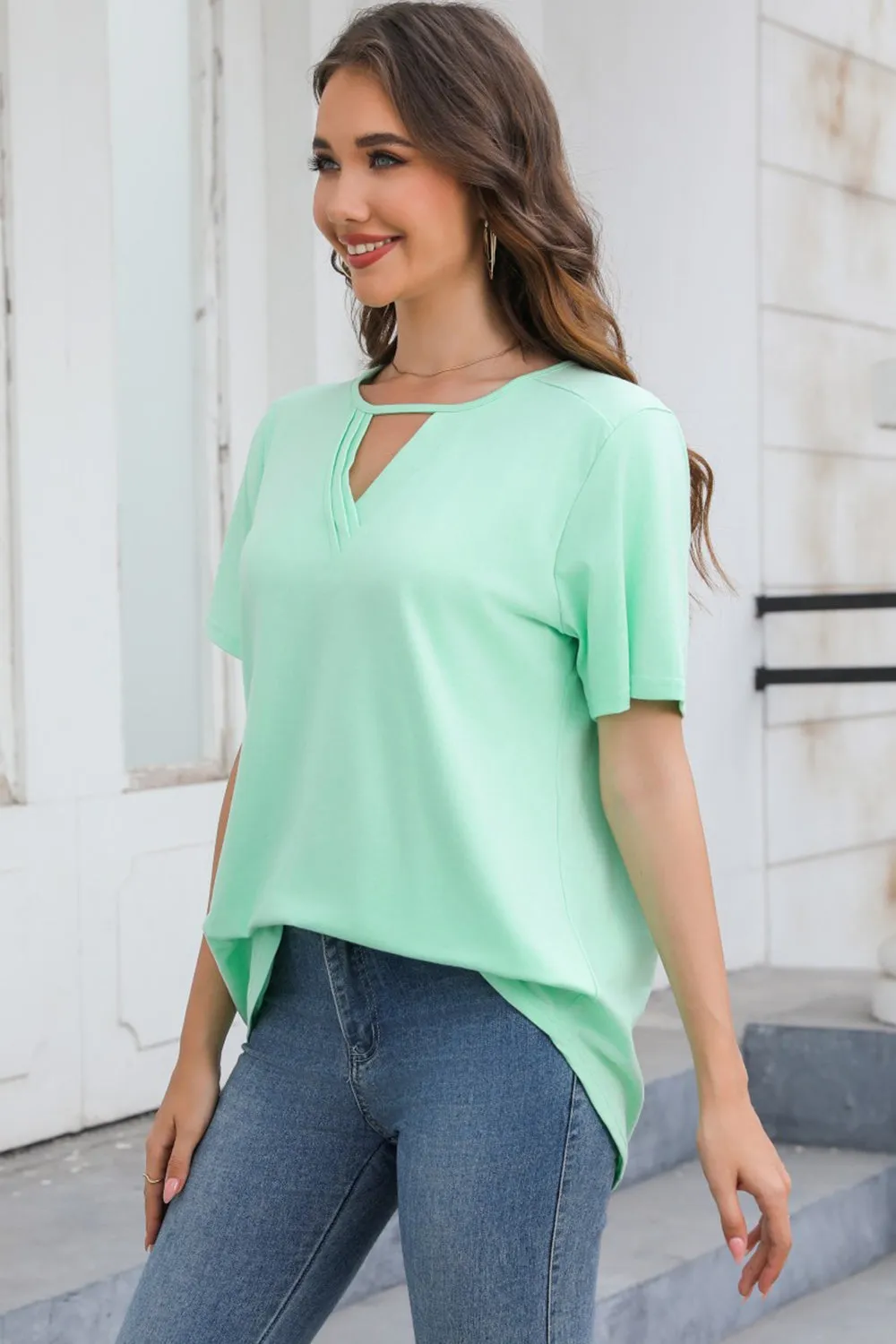 Cutout V-Neck Short Sleeve T-Shirt sold by Charming Charlie product image thumbnail 4